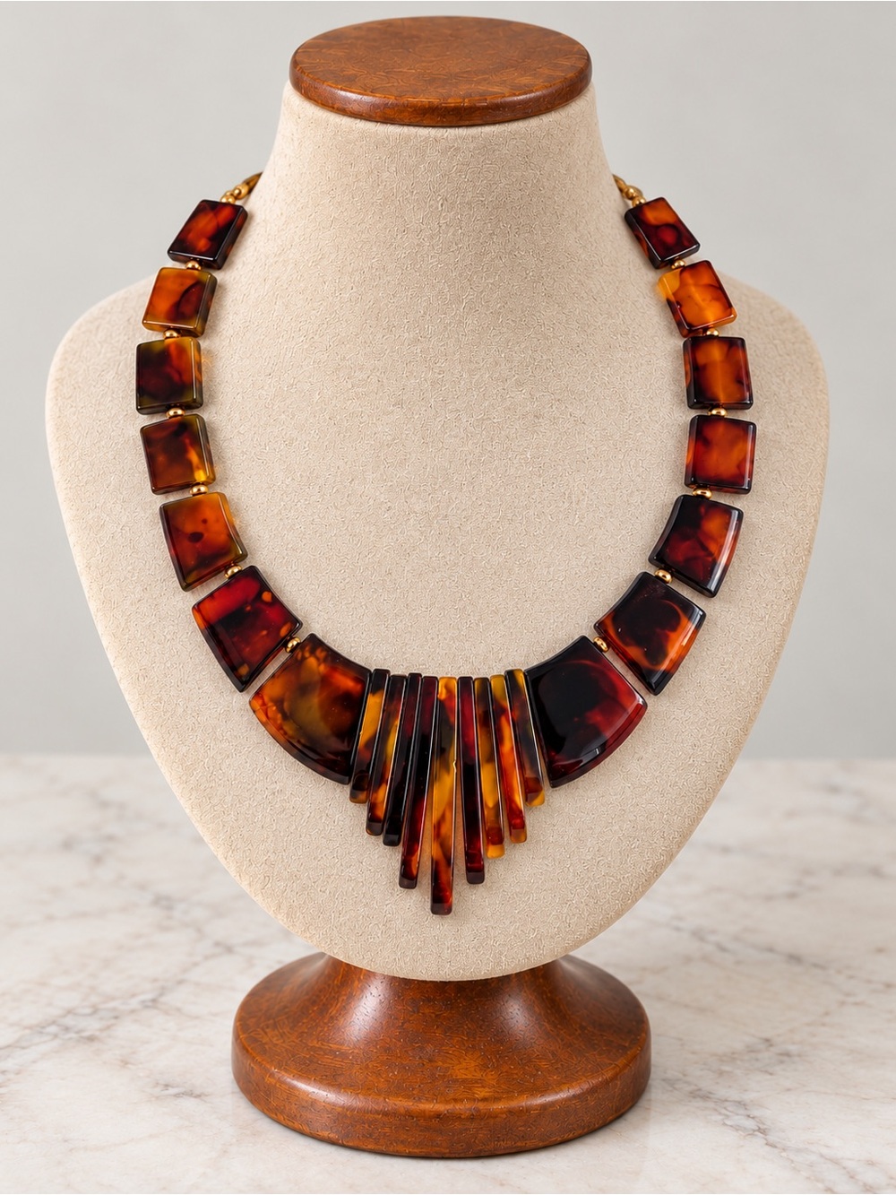 Vintage Tortoiseshell Effect Resin / Lucite Statement Choker Necklace – Graduate